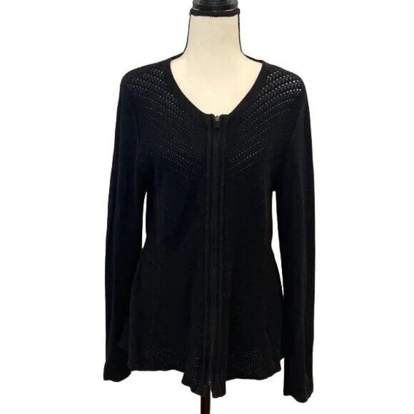 Anthropologie Angel of the North Black Peplum Long Sleeve Sweater - Picture 2 of 8
